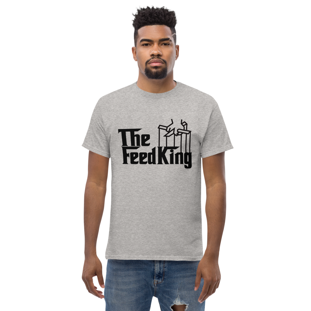 Men's THE FEED KING Gamefowl Rooster Heavyweight Tee Black Cock