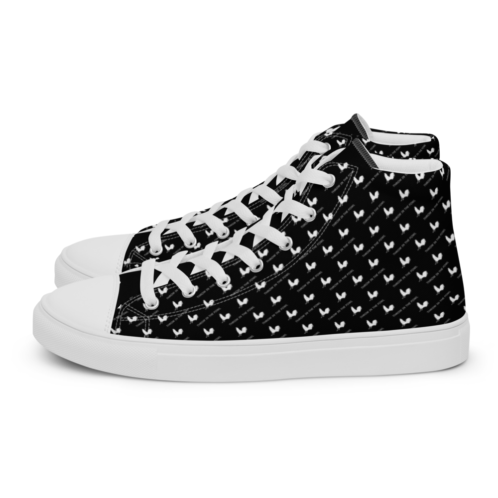 Men’s BLACK OUT Gamefowl Rooster High Top Canvas Shoes