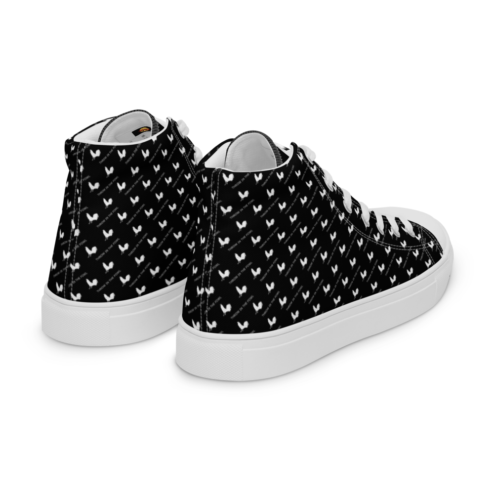 Men’s BLACK OUT Gamefowl Rooster High Top Canvas Shoes