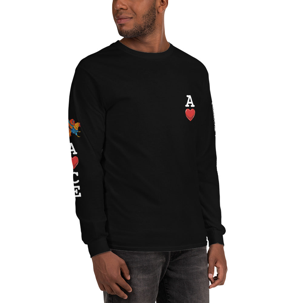 Men's DECK OF CARDS ACE Gamefowl Rooster Long Sleeve