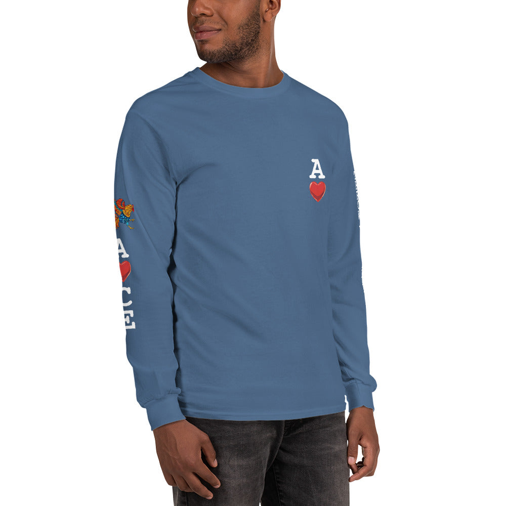 Men's DECK OF CARDS ACE Gamefowl Rooster Long Sleeve