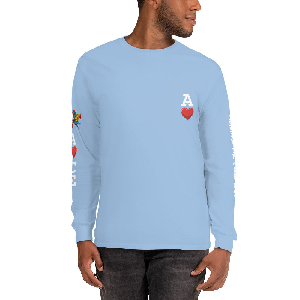 Men's DECK OF CARDS ACE Gamefowl Rooster Long Sleeve