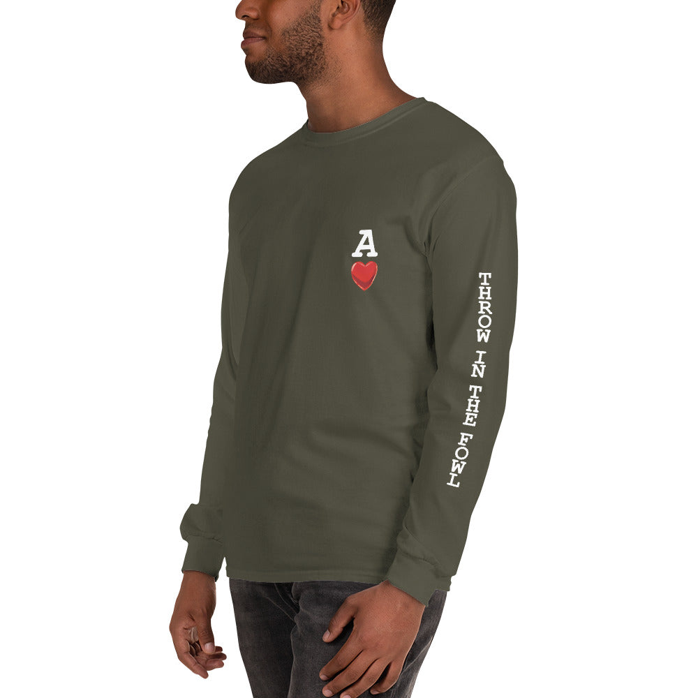 Men's DECK OF CARDS ACE Gamefowl Rooster Long Sleeve