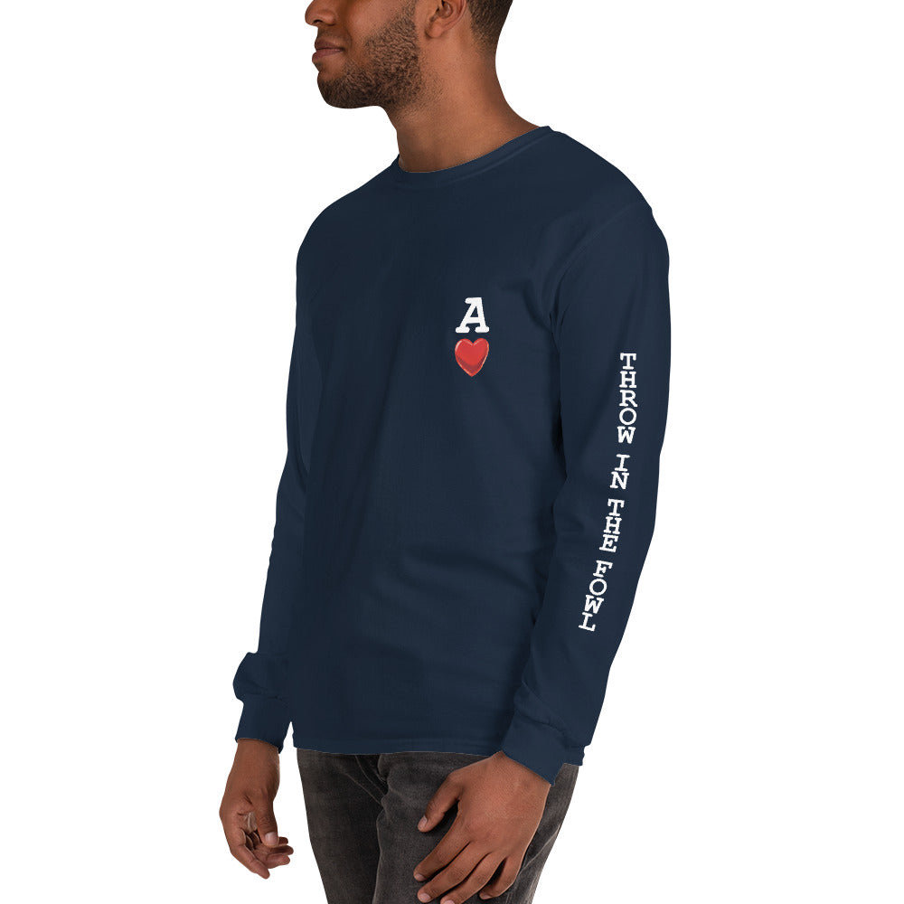 Men's DECK OF CARDS ACE Gamefowl Rooster Long Sleeve