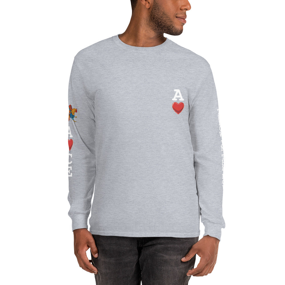 Men's DECK OF CARDS ACE Gamefowl Rooster Long Sleeve