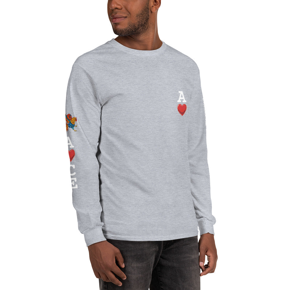 Men's DECK OF CARDS ACE Gamefowl Rooster Long Sleeve