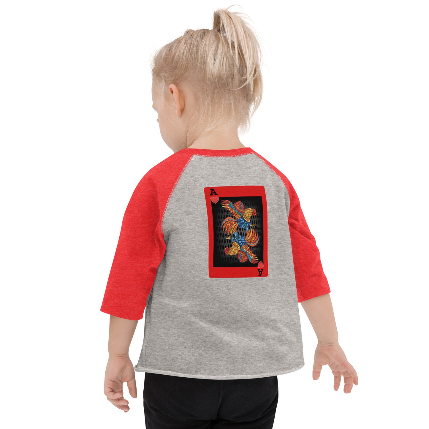 Kids DECK OF CARDS ACE Gamefowl Rooster Baseball Shirt