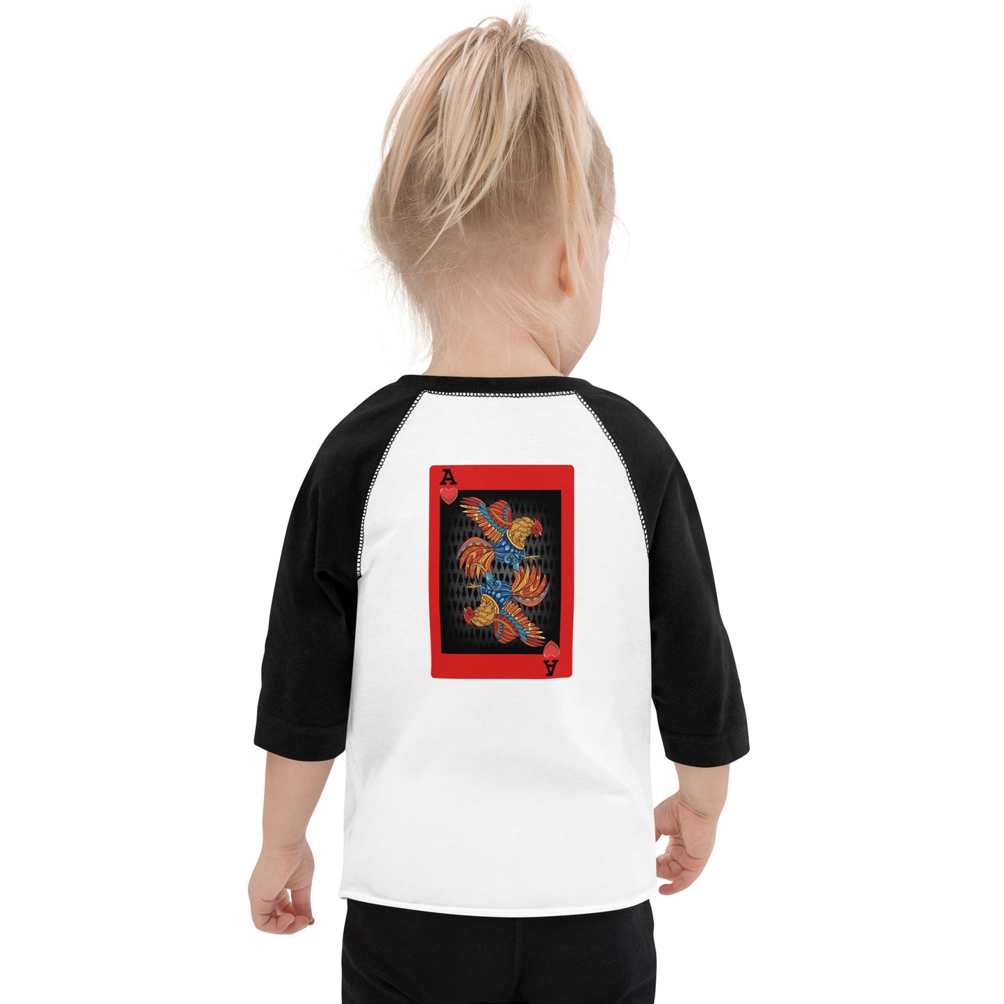 Kids DECK OF CARDS ACE Gamefowl Rooster Baseball Shirt