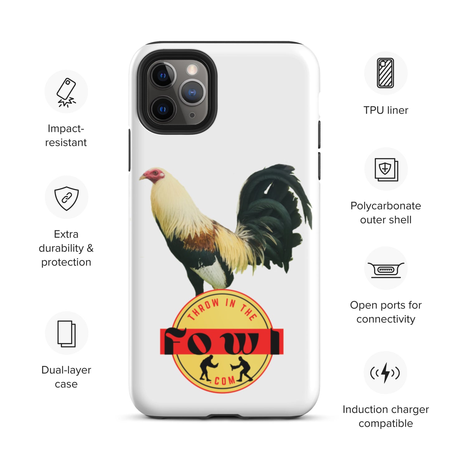 Grey Cock Gamefowl Rosoter Tough iPhone Case