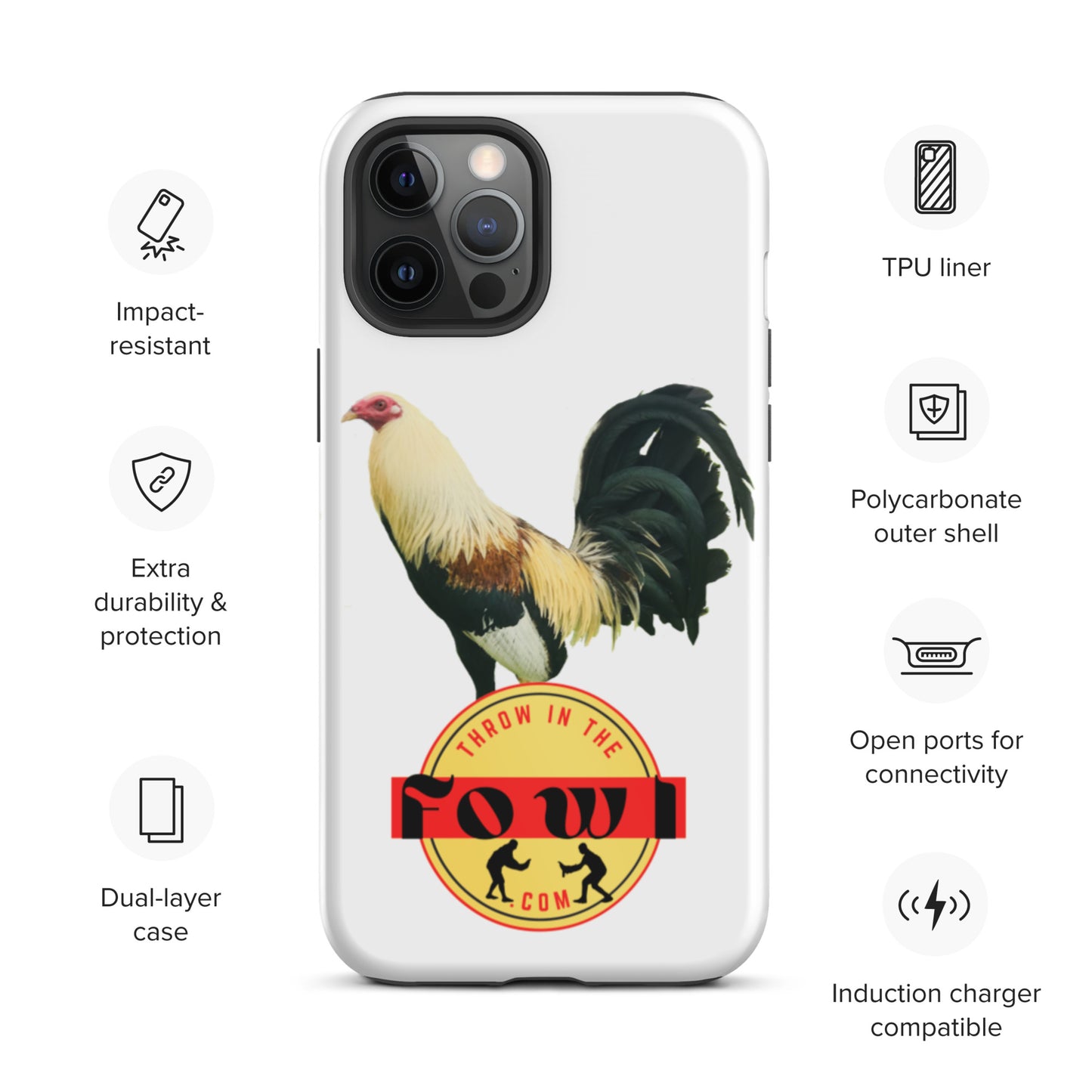 Grey Cock Gamefowl Rosoter Tough iPhone Case