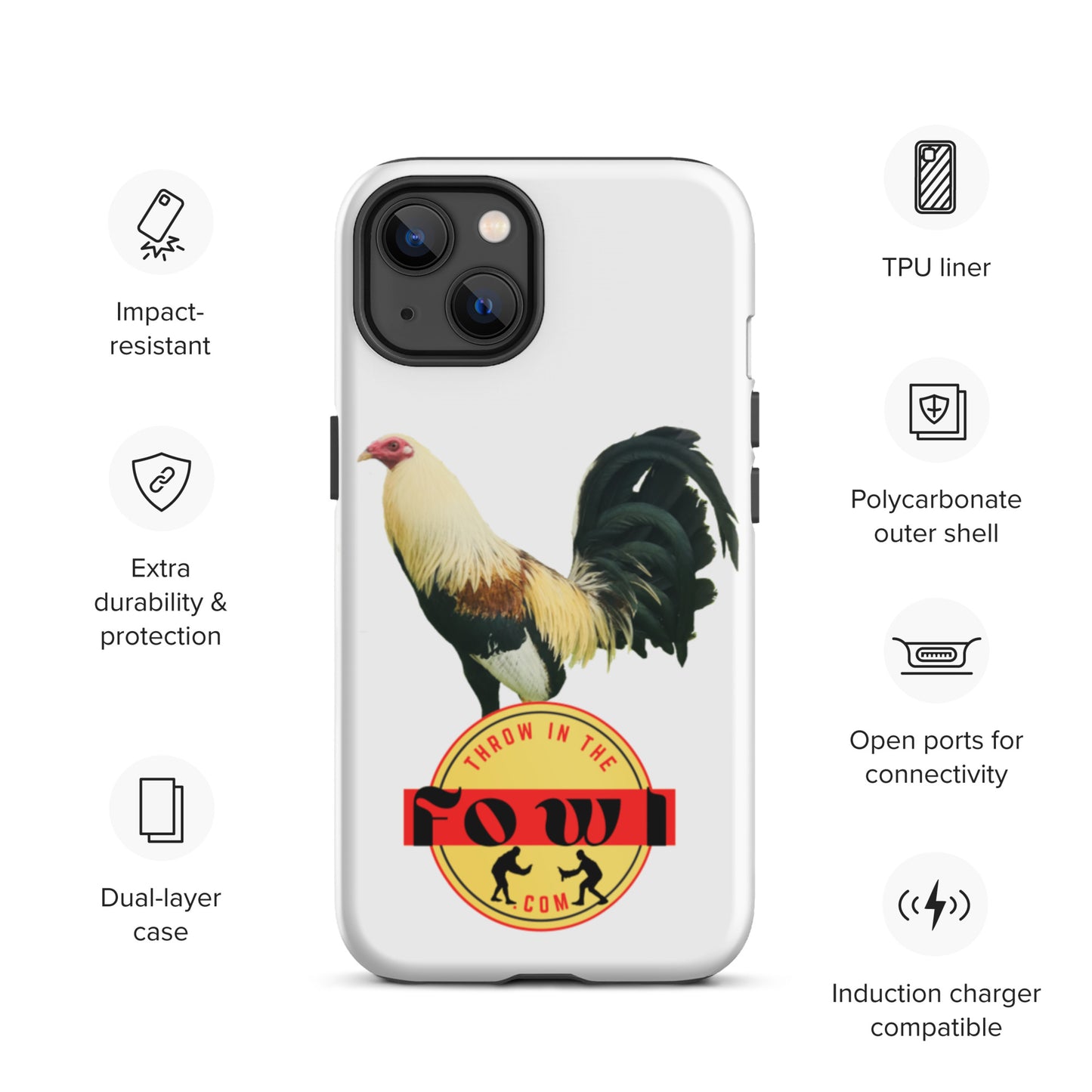 Grey Cock Gamefowl Rosoter Tough iPhone Case