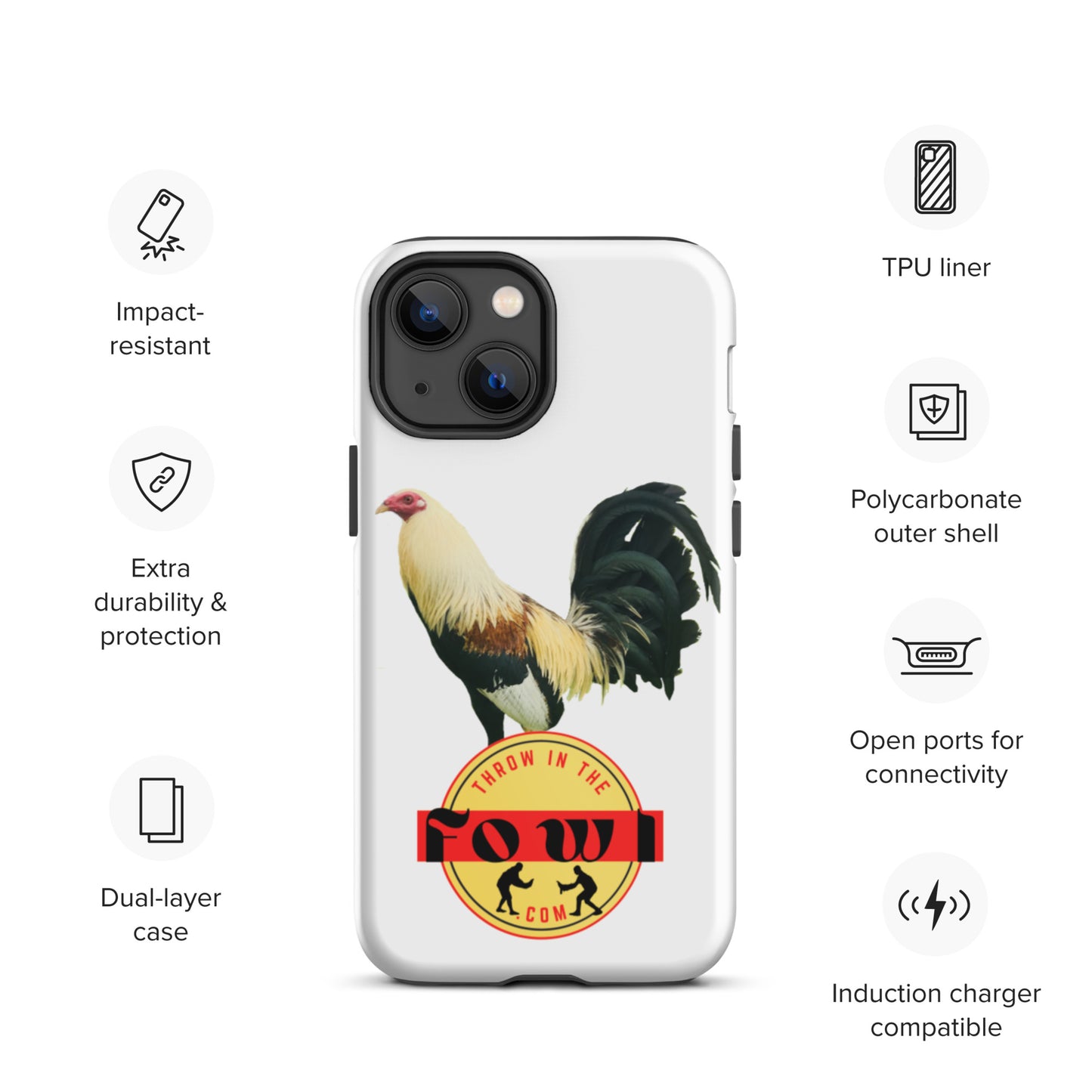 Grey Cock Gamefowl Rosoter Tough iPhone Case