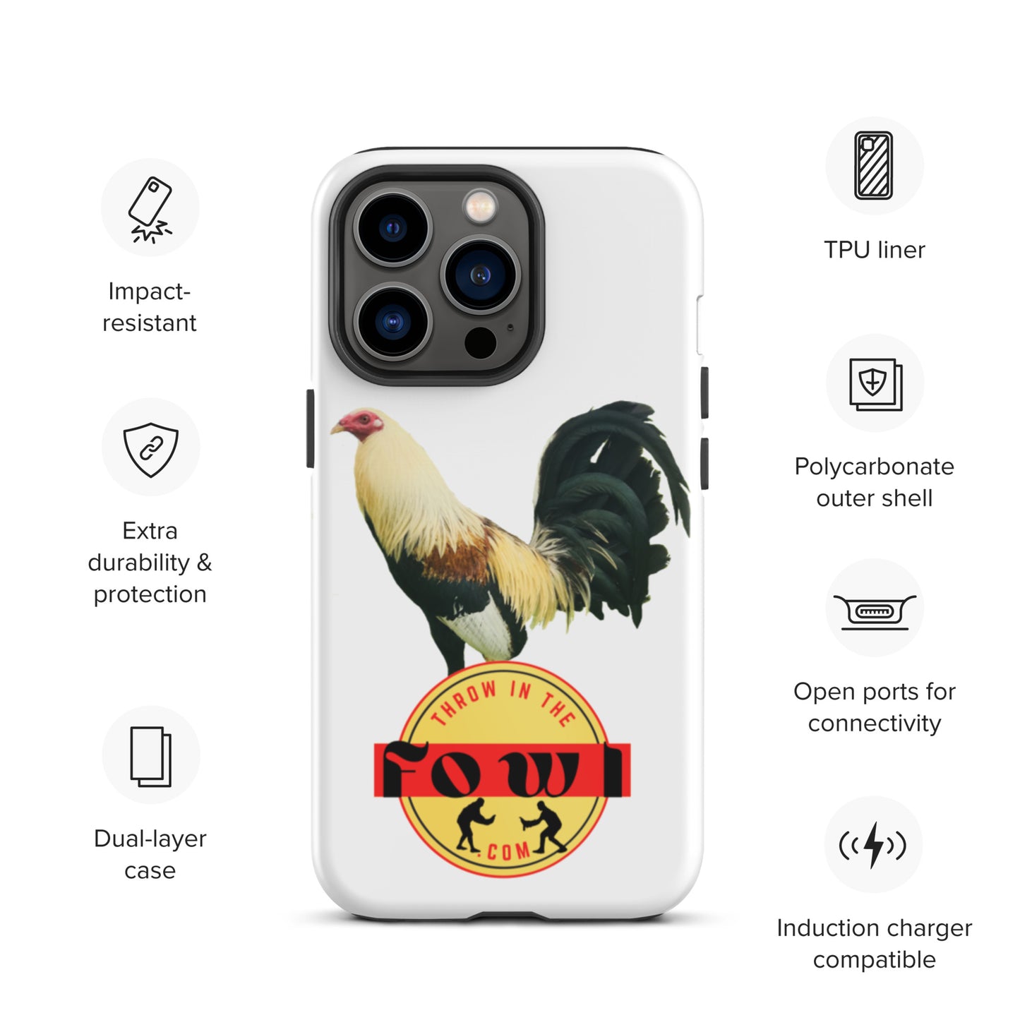 Grey Cock Gamefowl Rosoter Tough iPhone Case