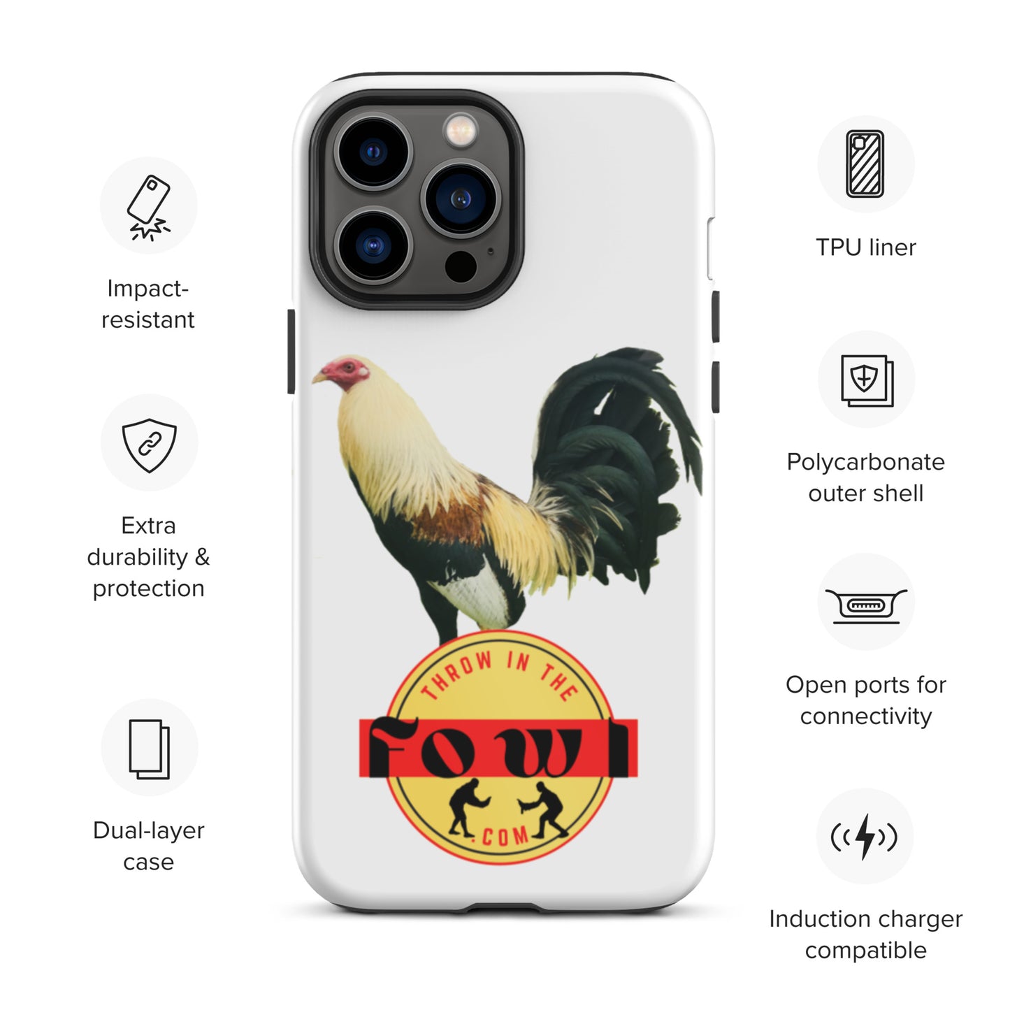 Grey Cock Gamefowl Rosoter Tough iPhone Case