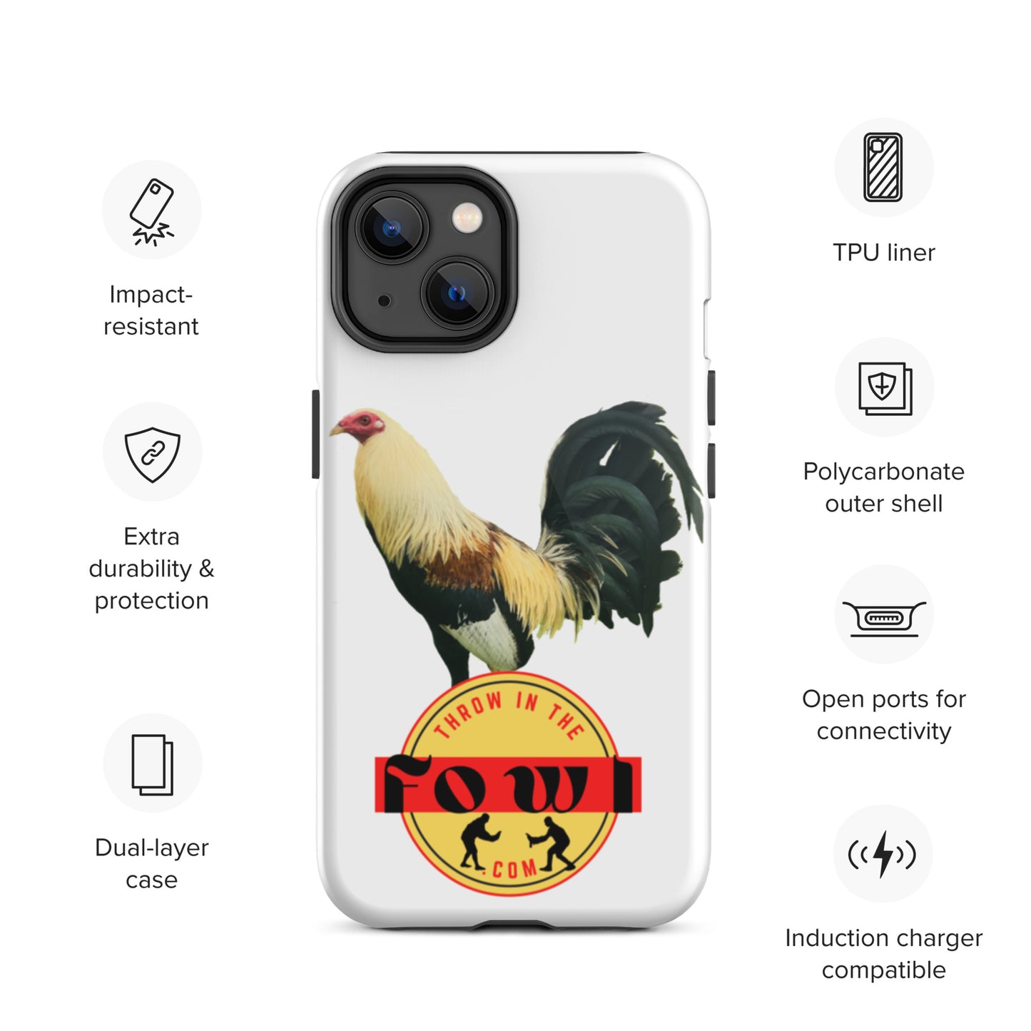 Grey Cock Gamefowl Rosoter Tough iPhone Case