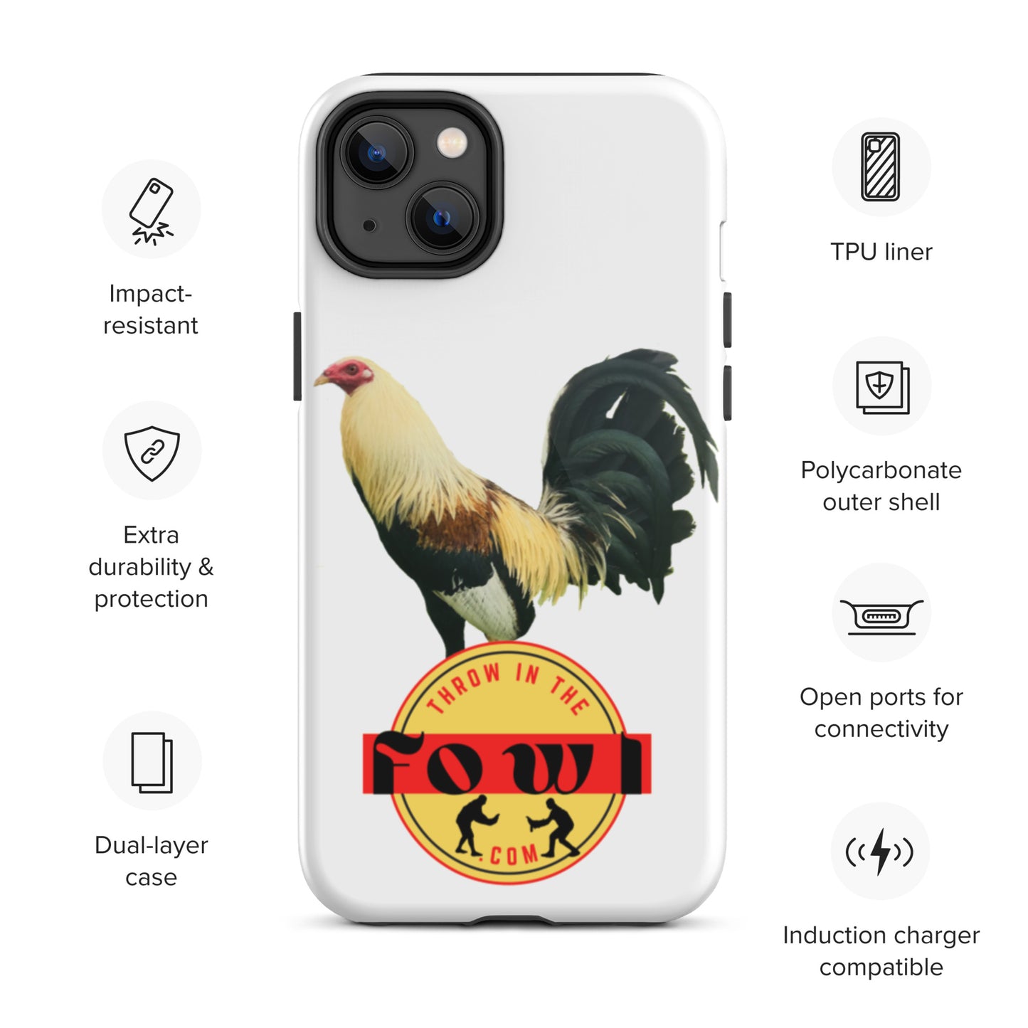 Grey Cock Gamefowl Rosoter Tough iPhone Case