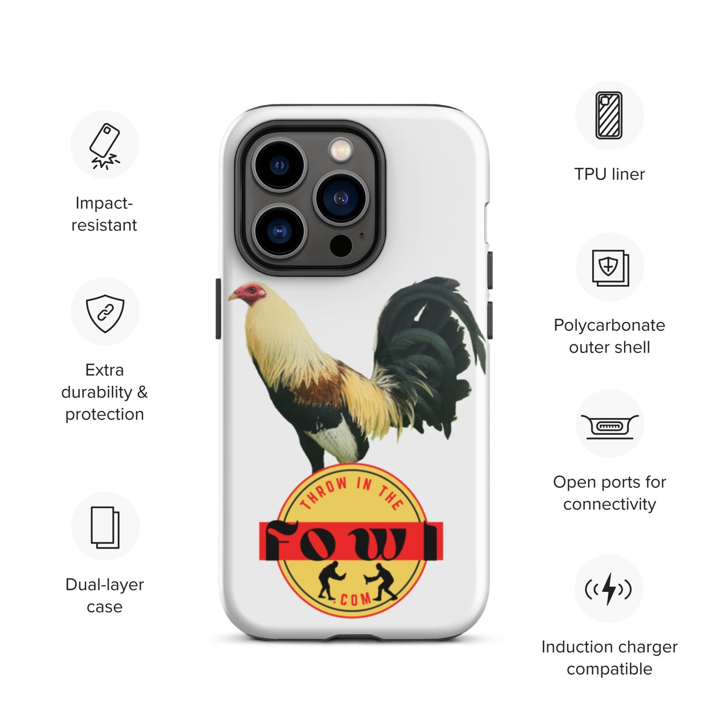 Grey Cock Gamefowl Rosoter Tough iPhone Case