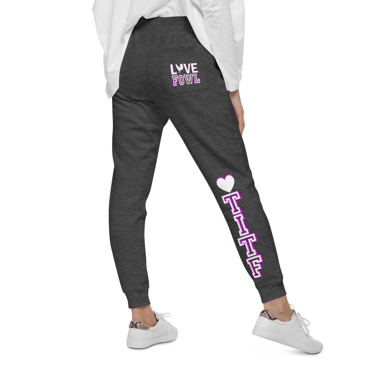 Unisex PINK WHITE VS LOVE FOWL Gamefowl Rooster Sweatpants