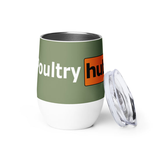 POULTRY HUB Camo Green Gamefowl Rooster Wine Tumbler