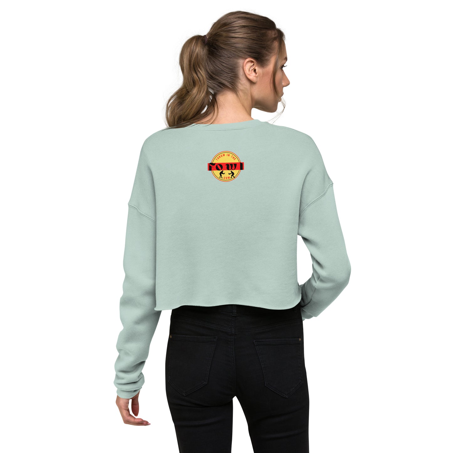 Women's YOULOSE White Cock Gamefowl Rooster Crop Sweater