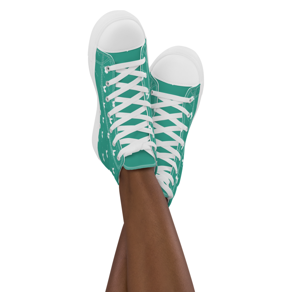 Women’s WHITE COCK NIAGARA Gamefowl Rooster High Top Canvas Shoes