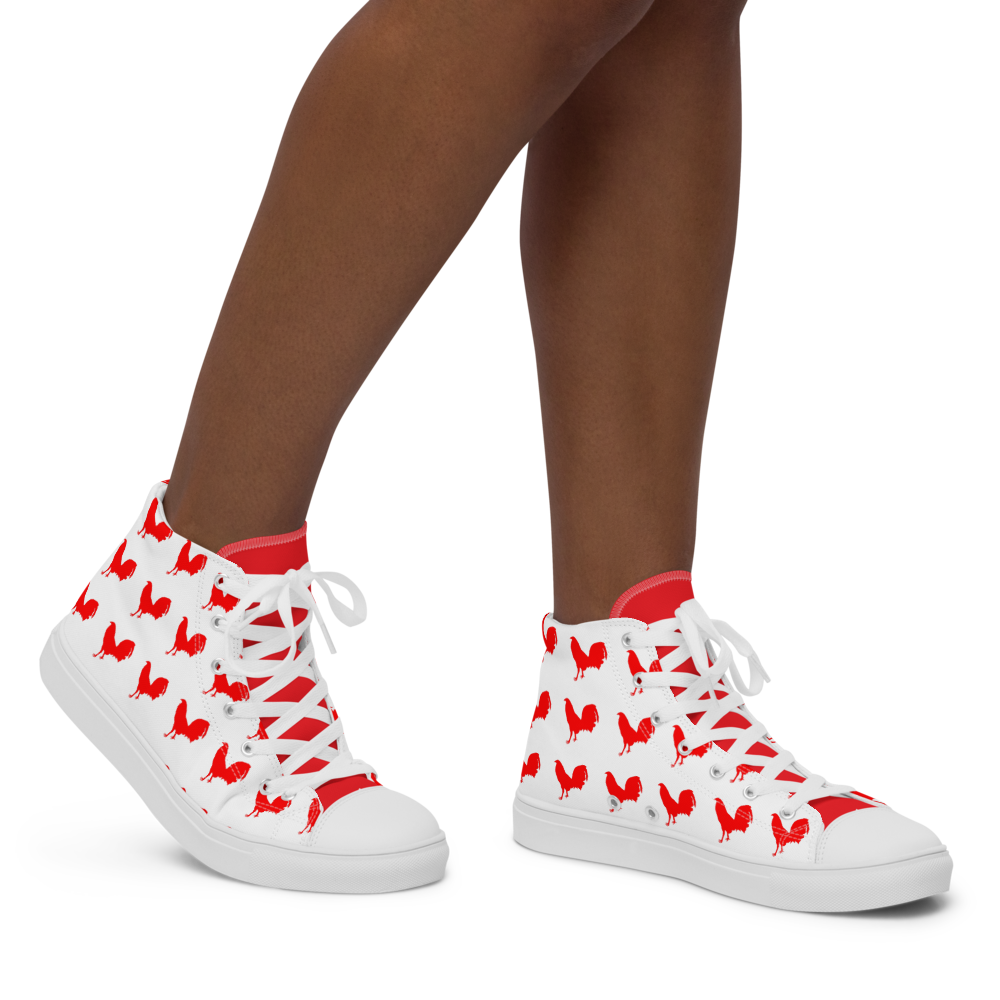 Women’s RED COCK Gamefowl Rooster High Top Canvas Shoes