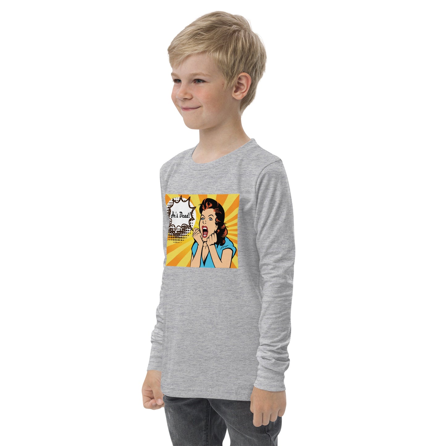 Youth COMIC HE'S DEAD Gamefowl Rooster Longsleeve