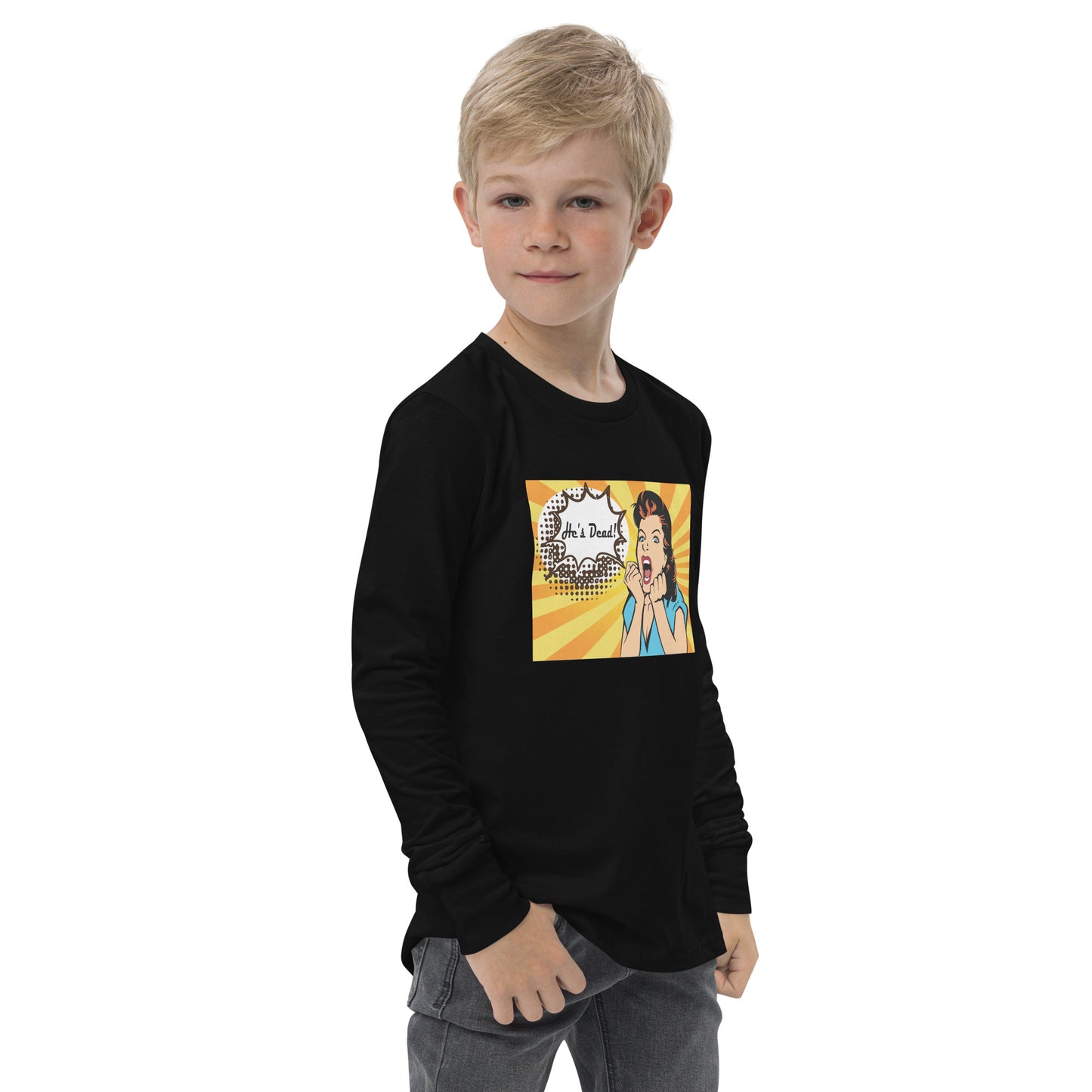 Youth COMIC HE'S DEAD Gamefowl Rooster Longsleeve