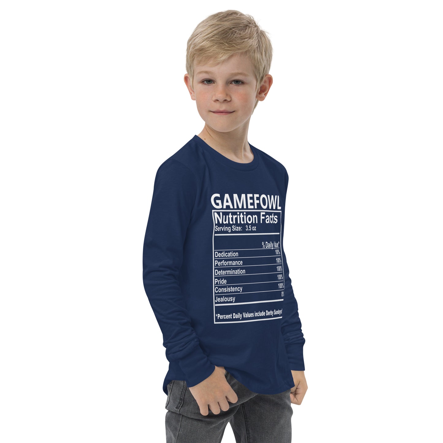 NUTRITION FACTS Gamefowl Rooster Dark Youth Long Sleeve