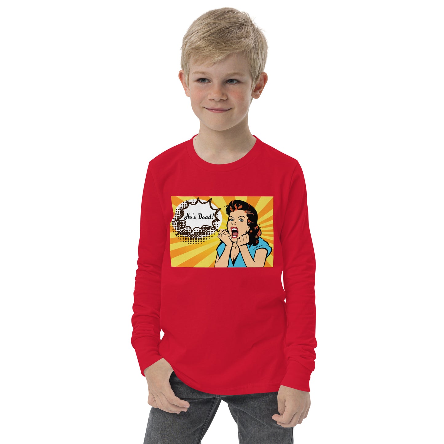 Youth COMIC HE'S DEAD Gamefowl Rooster Longsleeve