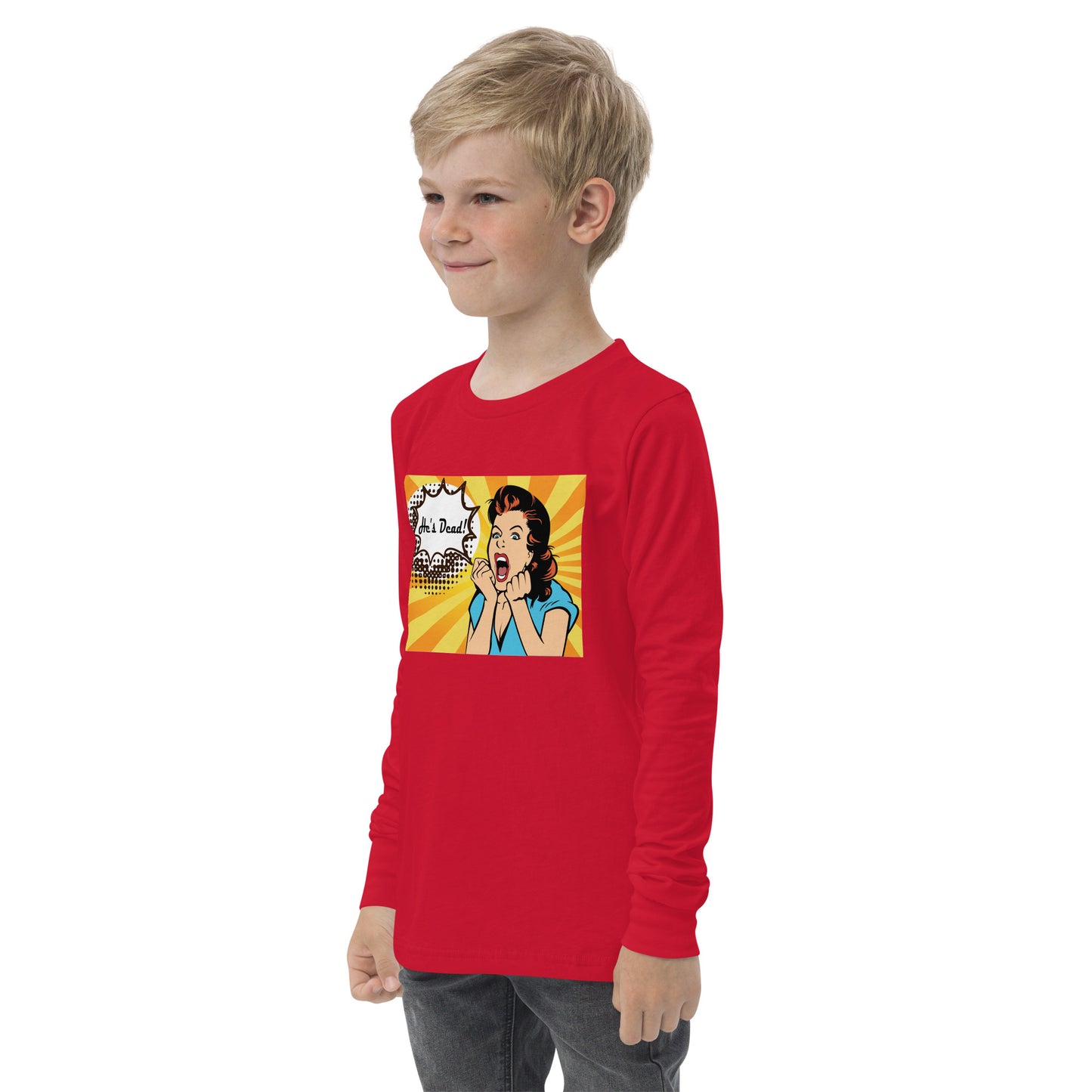 Youth COMIC HE'S DEAD Gamefowl Rooster Longsleeve