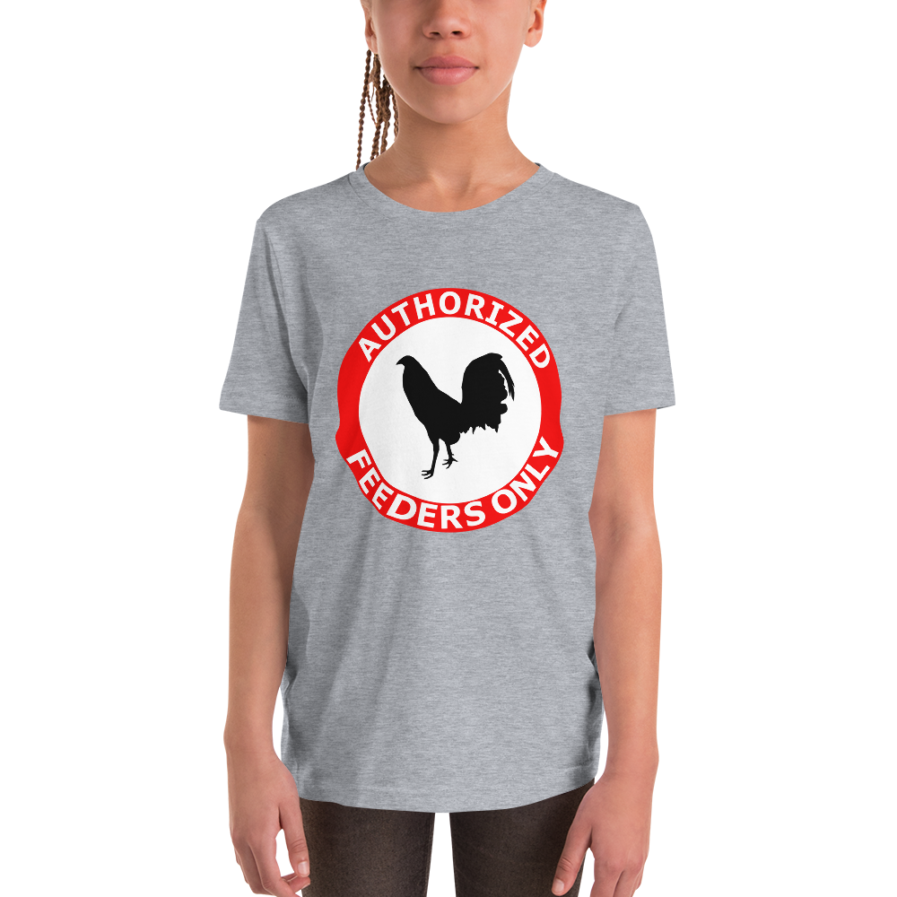 Youth AUTHORIZED FEEDERS ONLY Gamefowl Rooster Short Sleeve T-Shirt