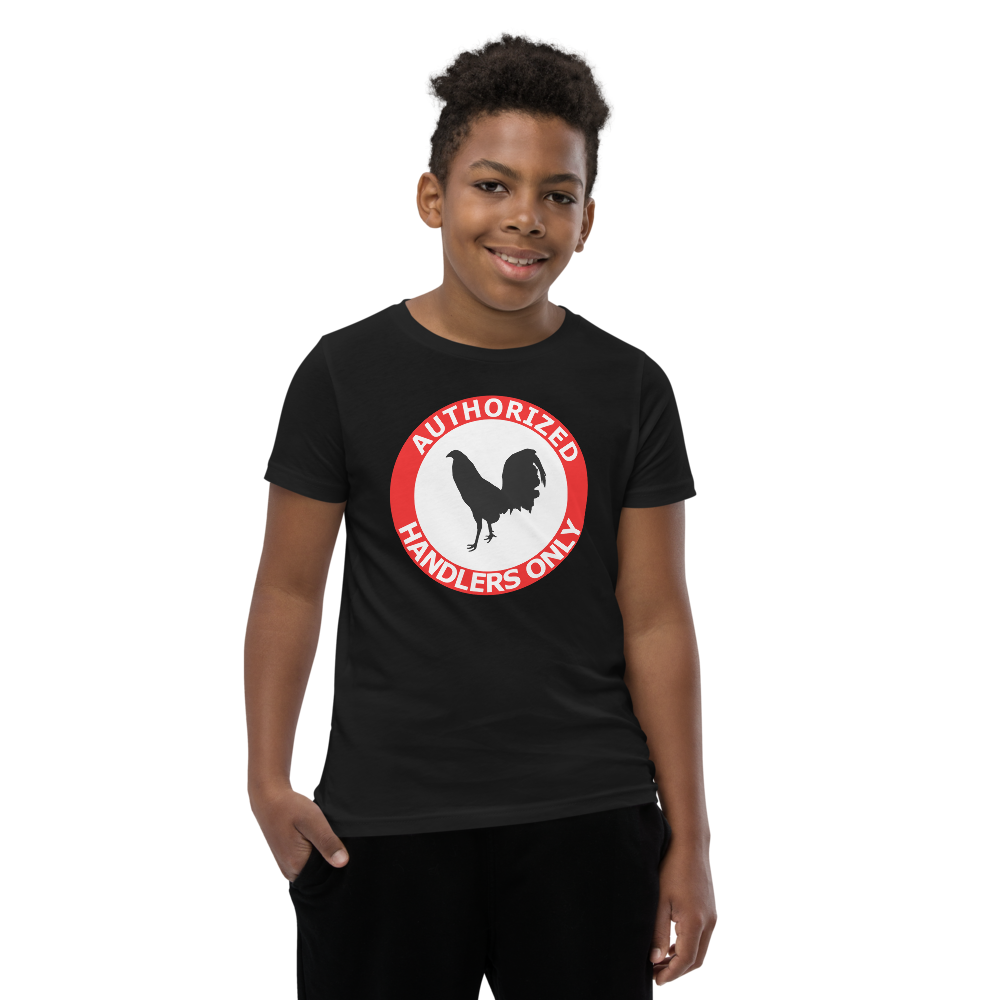 Youth AUTHORIZED HANDLERS ONLY Gamefowl Rooster Short Sleeve T-Shirt