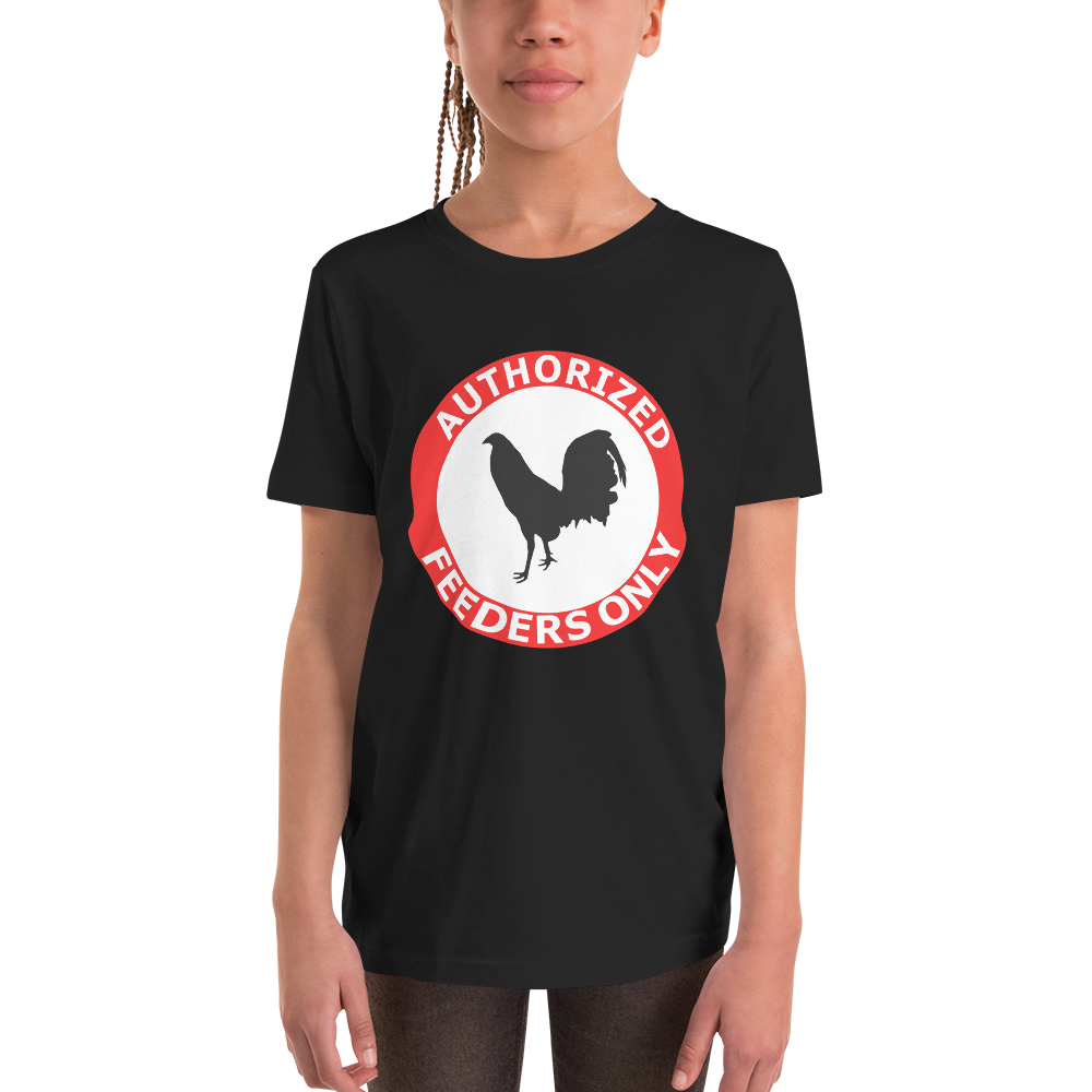 Youth AUTHORIZED FEEDERS ONLY Gamefowl Rooster Short Sleeve T-Shirt