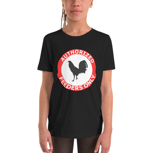 Youth AUTHORIZED FEEDERS ONLY Gamefowl Rooster Short Sleeve T-Shirt