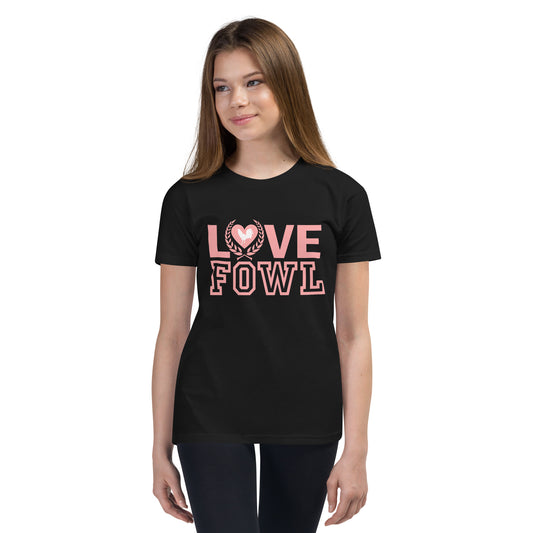 Youth PEACH CRESENT VS LOVE FOWL Gamefowl Rooster T-Shirt