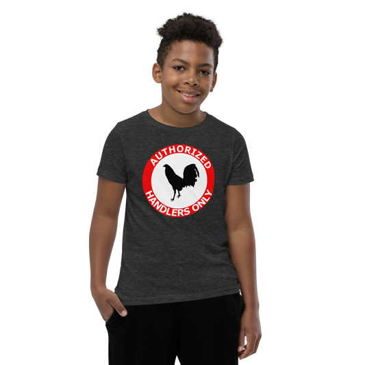 Youth AUTHORIZED HANDLERS ONLY Gamefowl Rooster Short Sleeve T-Shirt