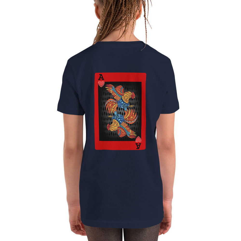 Youth DECK OF CARDS ACE Gamefowl Rooster Short Sleeve T-Shirt
