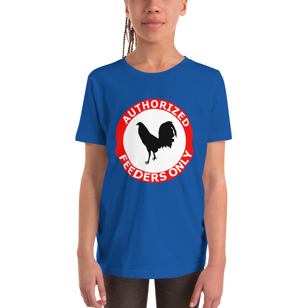 Youth AUTHORIZED FEEDERS ONLY Gamefowl Rooster Short Sleeve T-Shirt