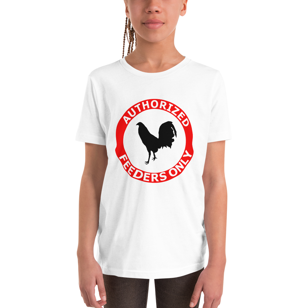 Youth AUTHORIZED FEEDERS ONLY Gamefowl Rooster Short Sleeve T-Shirt