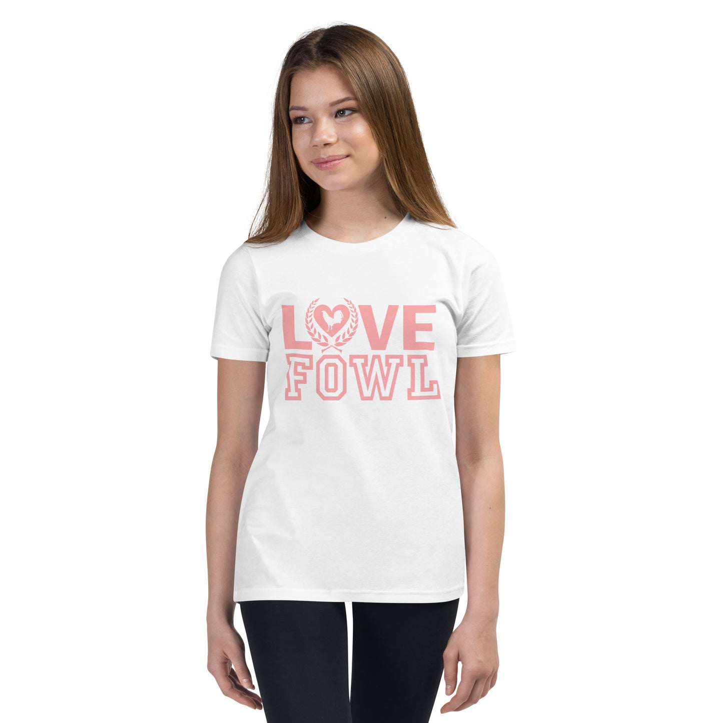 Youth PEACH CRESENT VS LOVE FOWL Gamefowl Rooster T-Shirt