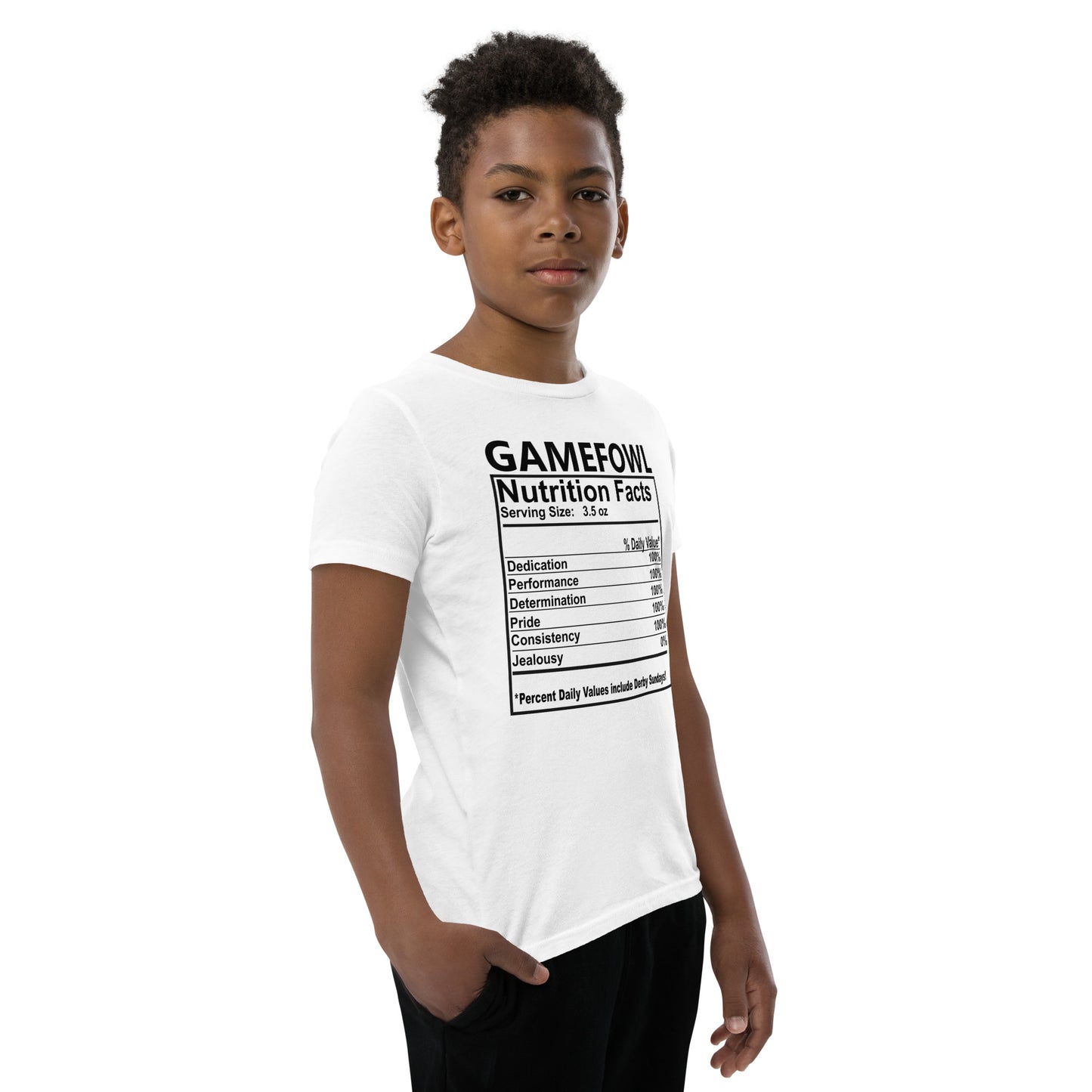 NUTRITION FACTS Gamefowl Rooster Light Youth Tshirt